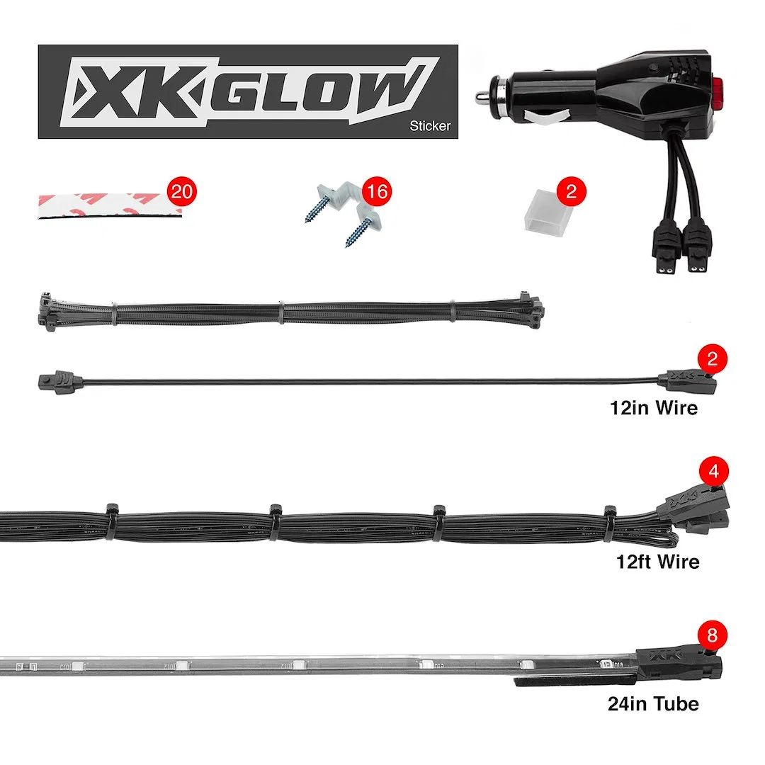 XK041002-G – XK GLOW Multi Purpose Light - LED, 24 Inch Length Flexible Light Strips 12 Volt Bracket Surface Mount Wi...
